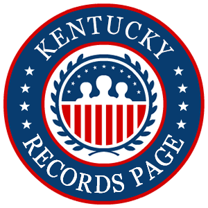 A red, white, and blue round logo with the words Kentucky Records Page